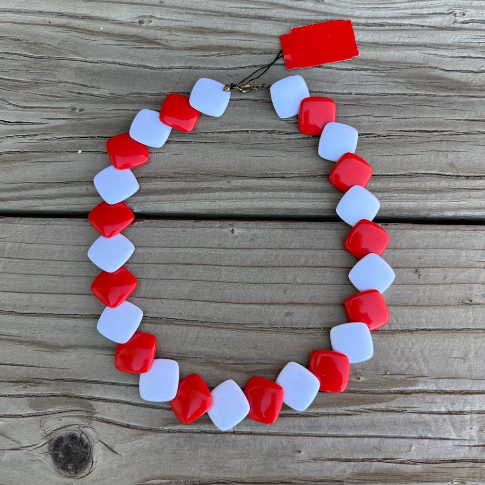 Bundle 3 for 50% off Vintage Red & White Plastic Necklace